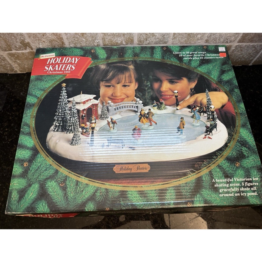 NEW 1995 Mr. Christmas Holiday Skaters Victorian Ice Skating Animated Music RARE